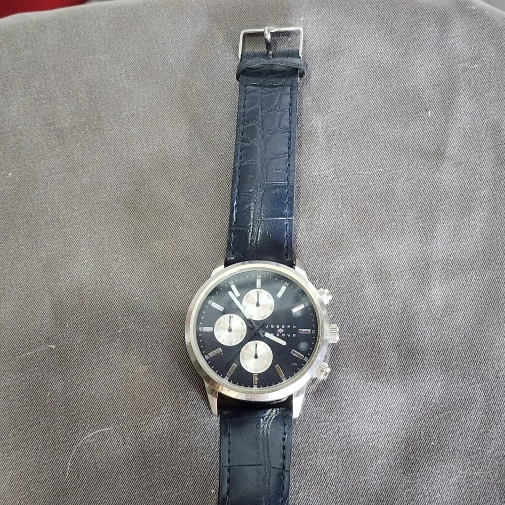 Joseph Abboud Navy Blue Three Dial Japan Movement AB/5042SV Vegan Leather Watch